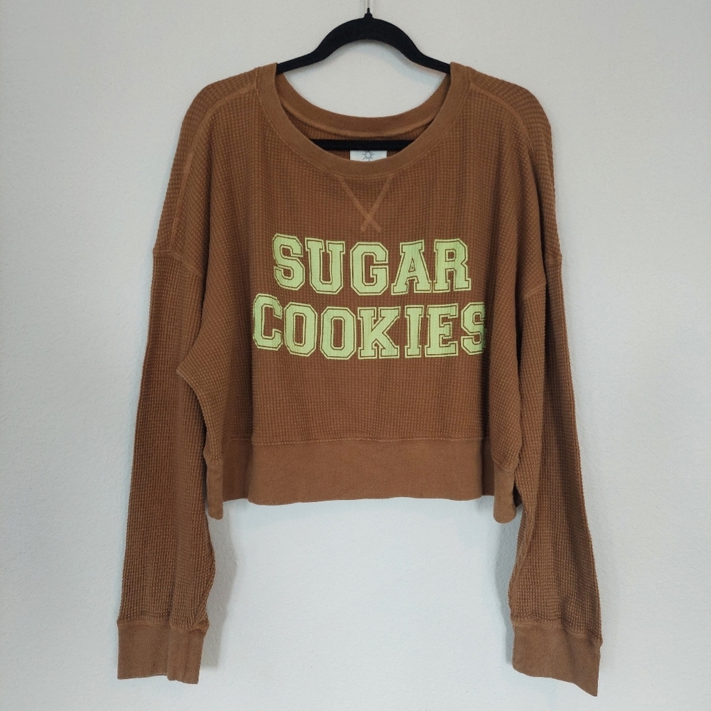 Offline by Aerie Oversized‎ Crop Waffle Slouchy  Sweatshirt Size XL